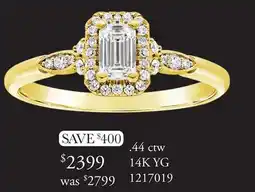 Charm Diamond Glacier Fire Emerald Cut Canadian 0.44CTW Engagement Ring in 14K Yellow Gold offer