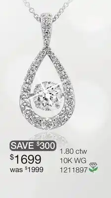 Charm Diamond New Brilliance 10K White Gold Lab Grown 1.80CTW Dancing Diamond Pendant offer