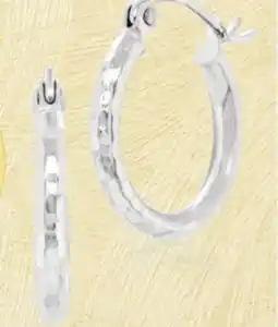 Charm Diamond 10K White Gold 2X10mm Diamond Cut Hoop Earrings offer