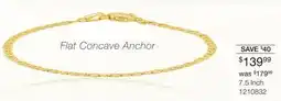 Charm Diamond 10K Yellow Gold 7.5 2mm Flat Concave Anchor Bracelet offer