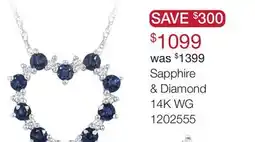 Charm Diamond 14K White Gold Sapphire and Diamond Heart Pendant offer