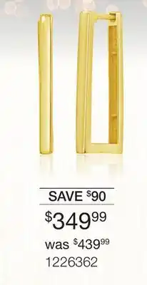 Charm Diamond 10K Yellow Gold Rectangular Hoop Earrings offer