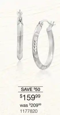 Charm Diamond 10K White Gold Diamond Cut Oval Hoop Earrings offer