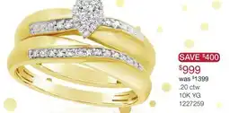 Charm Diamond 0.20CTW Diamond Marquise Shaped Bridal Set in 10K Yellow Gold offer