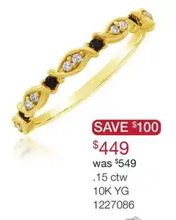 Charm Diamond 0.15CTW Black & White Diamond Stackable Ring in 10K Yellow Gold offer