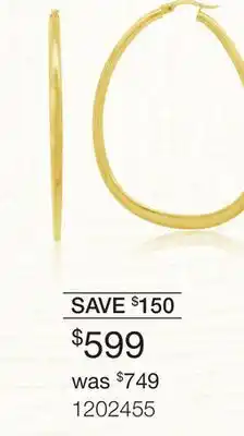 Charm Diamond 10K Yellow Gold Large Hoop Earring offer