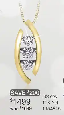 Charm Diamond 10K Yellow Gold 0.33CTW Dancing Diamond Pendant offer