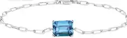 Charm Diamond Sterling Silver Swiss Blue Topaz Paperclip Link Bracelet offer
