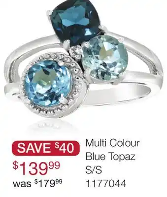 Charm Diamond Sterling Silver Swiss, Sky & London Blue Topaz Ring offer