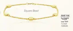 Charm Diamond 10K Yellow Gold 7.5 Square Bead Bracelet offer