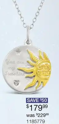 Charm Diamond Sterling Silver Yellow Gold Plated Diamond 'You Are My Sunshine' Pendant offer