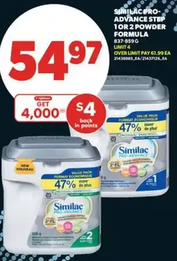 Real Canadian Superstore SIMILAC PRO- ADVANCE STEP 1 OR 2 POWDER FORMULA, 837-859 G offer