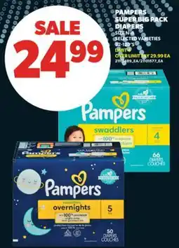 Real Canadian Superstore PAMPERS SUPER BIG PACK DIAPERS, SELECTED VARIETIES 32-120'S offer