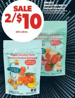Real Canadian Superstore AMARA SMOOTHIE MELTS INFANT SNACKS, 28 G offer
