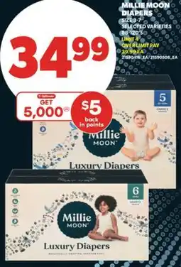 Real Canadian Superstore MILLIE MOON DIAPERS SIZE 3-7, 88-120'S offer