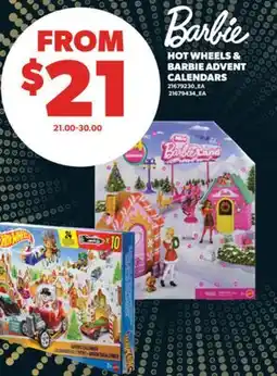 Real Canadian Superstore HOT WHEELS & BARBIE ADVENT CALENDARS offer