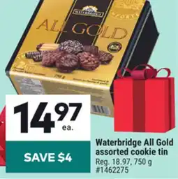 Giant Tiger Waterbridge All Gold assorted cookie tin offer