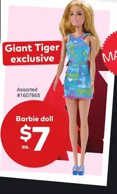 Giant Tiger Barbie doll offer