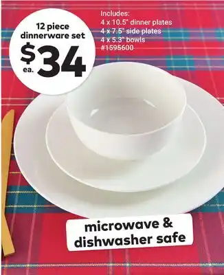 Giant Tiger 12 piece dinnerware set offer