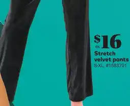 Giant Tiger Stretch velvet pants offer