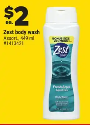 Giant Tiger Zest body wash offer
