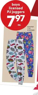 Giant Tiger boys licensed PJ joggers offer