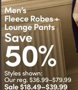 Mark's Men's Fleece Robes + Lounge Pants offer