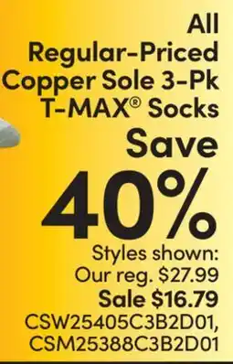 Mark's All Regular-Priced Copper Sole 3-Pk T-MAX Socks offer