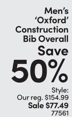 Mark's Men's 'Oxford' Construction Bib Overall offer