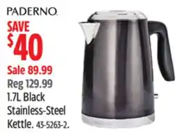 Canadian Tire 1.7L Black Stainless-Steel Kettle offer