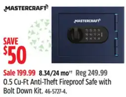 Canadian Tire Mastercraft 0.5 Cu-Ft Anti-Theft Fireproof Safe with Bolt Down Kit offer