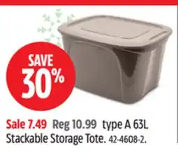 Canadian Tire type A 63L Stackable Storage Tote offer
