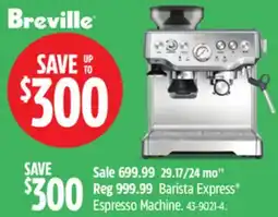 Canadian Tire Breville Barista Express Espresso Machine offer