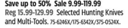 Canadian Tire Selected Hunting Knives and Multi-Tools offer