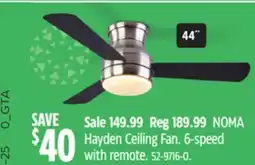 Canadian Tire NOMA Hayden Ceiling Fan. 6-speed with remote offer