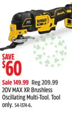 Canadian Tire DEWALT 20V MAX XR Brushless Oscillating Multi-Tool offer