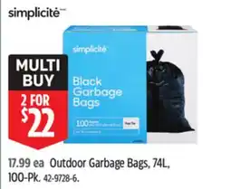 Canadian Tire Outdoor Garbage Bags, 74L, 100-Pk offer
