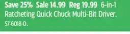 Canadian Tire 6-in-1 Ratcheting Quick Chuck Multi-Bit Driver offer