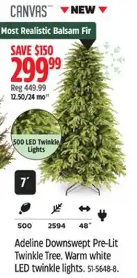 Canadian Tire CANVAS Adeline Downswept Pre-Lit Twinkle Tree offer