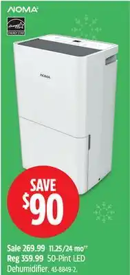 Canadian Tire Noma 50-Pint LED Dehumidifier offer