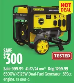 Canadian Tire 6500W/8125W Dual-Fuel Generator offer