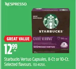 Canadian Tire Starbucks Vertuo Capsules, 8-Ct or 10-Ct offer