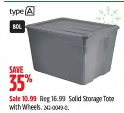 Canadian Tire Type A Solid Storage Tote with Wheels offer