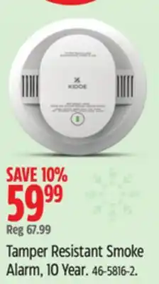 Canadian Tire Kidde Tamper Resistant Smoke Alarm, 10 Year offer