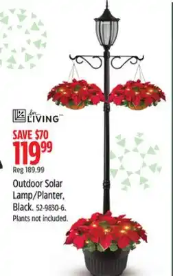 Canadian Tire For Living Outdoor Solar Lamp/Planter, Black offer