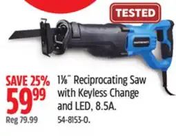 Canadian Tire Mastercraft 11⁄8˝ Reciprocating Saw with Keyless Change and LED, 8.5A offer