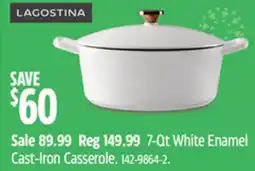 Canadian Tire Lagostina 7-Qt White Enamel Cast-Iron Casserole offer