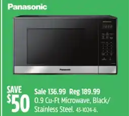 Canadian Tire Panasonic 0.9 Cu-Ft Microwave, Black/ Stainless Steel offer