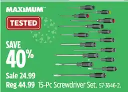 Canadian Tire MAXIMUM 15-Pc Screwdriver Set offer