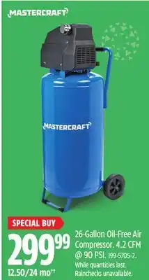 Canadian Tire Mastercraft 26-Gallon Oil-Free Air Compressor offer
